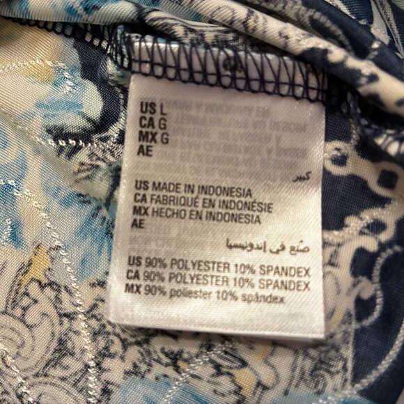 JM Collection Women's Printed Jacquard Long Sleeve Top; Size Large - Picture 6 of 6